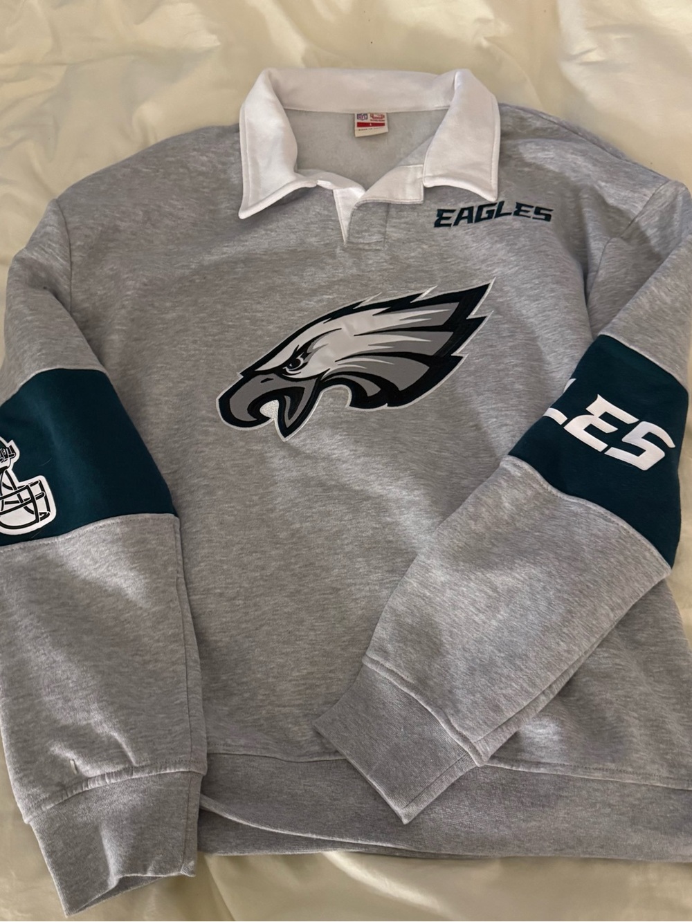 Philadelphia Eagles Gray Rugby-Style Pullover
